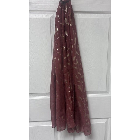 Tie Neck Fashion Scarf Shall Wrap Womens Orange Boho Indie Hippie Gold Leaf - Picture 5 of 5